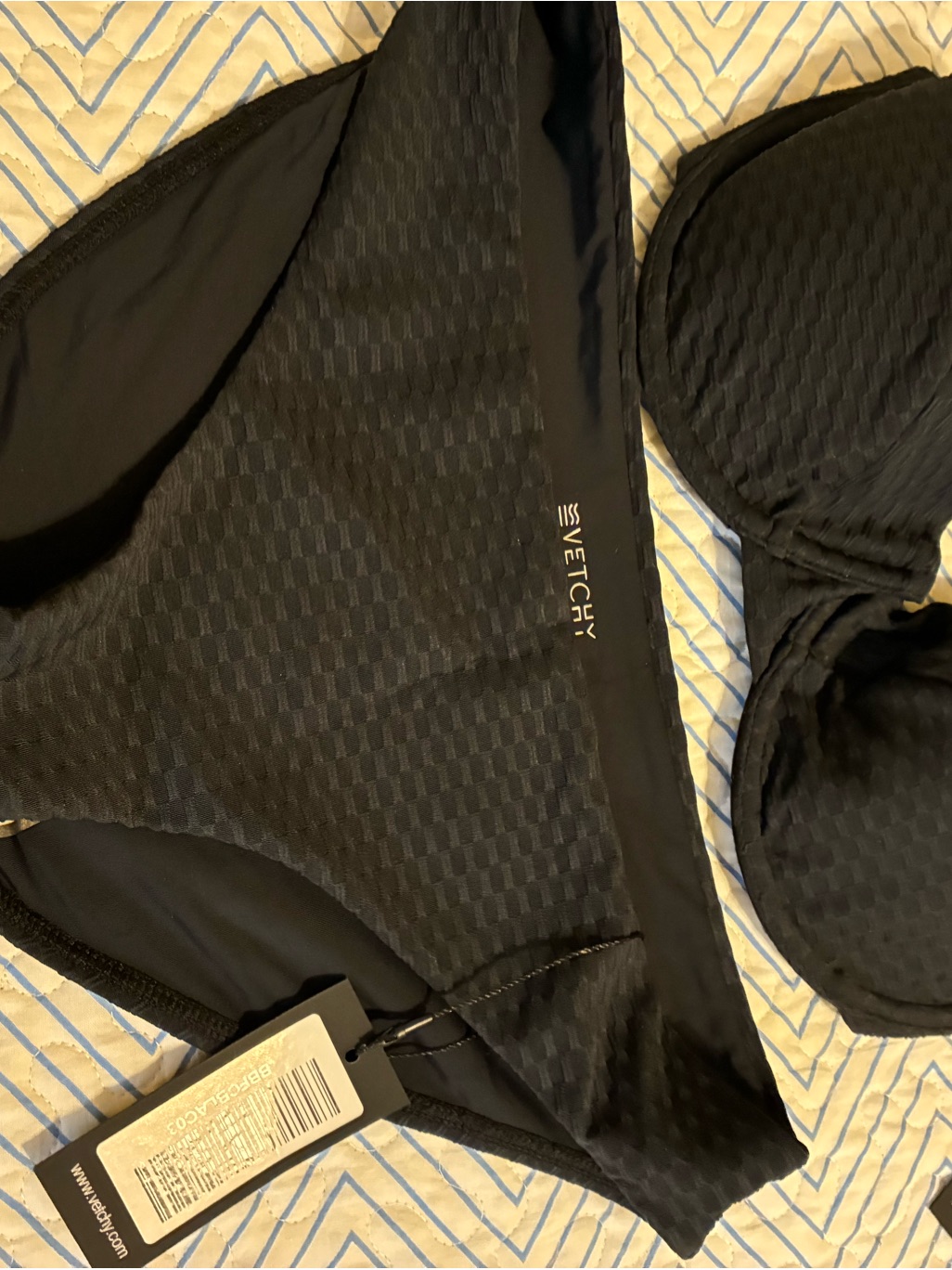 Nwt & Liner Vetchy Black Textured Underwire Bikini Set With Supportive Top — image 3 of 7